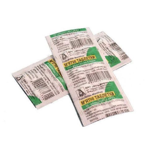 Мятные 0,0025 г таблетки №10 в Украине - фото №1 Мятные 0,0025 г таблетки №10 в Украине