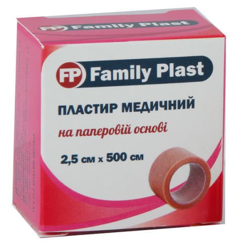 Пластырь Family Plast медицинский на бумажной основе телесного цвета 2,5 см*500 см в городе Львов : цены, характеристики. - фото №1 Пластырь Family Plast медицинский на бумажной основе телесного цвета 2,5 см*500 см в городе Львов : цены, характеристики.