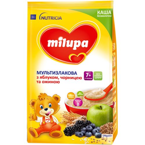 Каша Milupa безмолочная мультизлаковая с яблоком, черникой и ежевикой, с 7 месяцев, 170 г фото - фото №1 Каша Milupa безмолочная мультизлаковая с яблоком, черникой и ежевикой, с 7 месяцев, 170 г фото