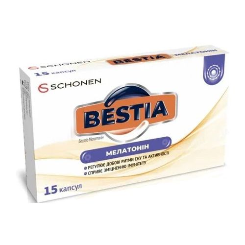 Бестиа (Bestia) Мелатонин капсулы №15 в Украине - фото №1 Бестиа (Bestia) Мелатонин капсулы №15 в Украине