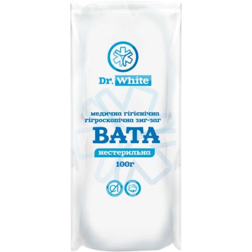 Вата Dr. White (Др. Вайт) нестерильна зіг-заг 100 г фото - фото №1 Вата Dr. White (Др. Вайт) нестерильна зіг-заг 100 г фото