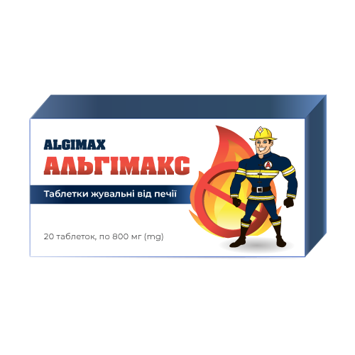 Альгімакс від печії 800 мг таблетки жувальні №20 в місті Одеса : ціни, характеристика. - фото №1 Альгімакс від печії 800 мг таблетки жувальні №20 в місті Одеса : ціни, характеристика.