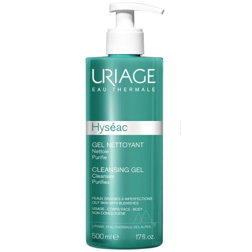 Гель Uriage (Урьяж) Hyseac очищуючий для обличчя 500 мл в аптеці - фото №1 Гель Uriage (Урьяж) Hyseac очищуючий для обличчя 500 мл в аптеці