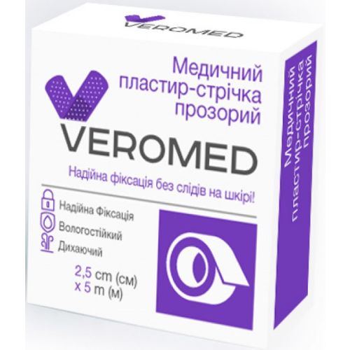 Лейкопластырь Veromed (Веромед) катушка прозрачный 2,5 см х 5 м №1 в аптеке - фото №1 Лейкопластырь Veromed (Веромед) катушка прозрачный 2,5 см х 5 м №1 в аптеке