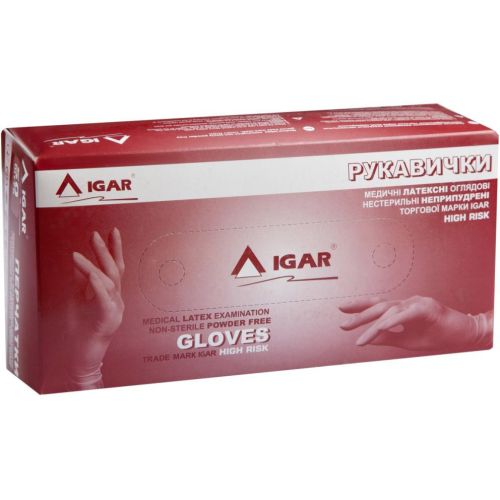 Перчатки Igar High Risk медицинские латексные смотровые нестерильные неприпудренные, р. S в Украине - фото №1 Перчатки Igar High Risk медицинские латексные смотровые нестерильные неприпудренные, р. S в Украине