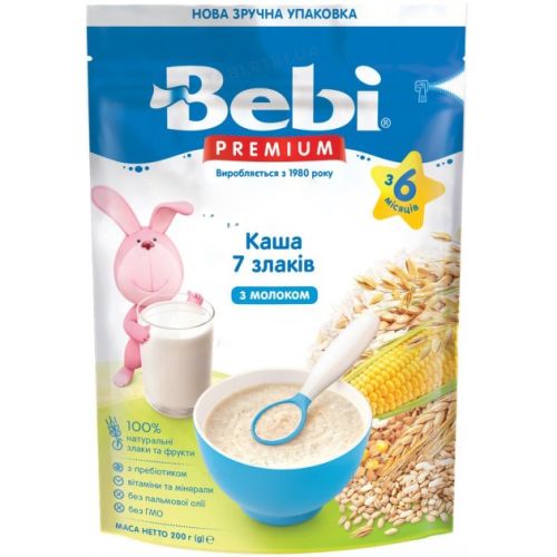 Каша молочная Bebi Premium 7 злаков 200 г заказать - фото №1 Каша молочная Bebi Premium 7 злаков 200 г заказать