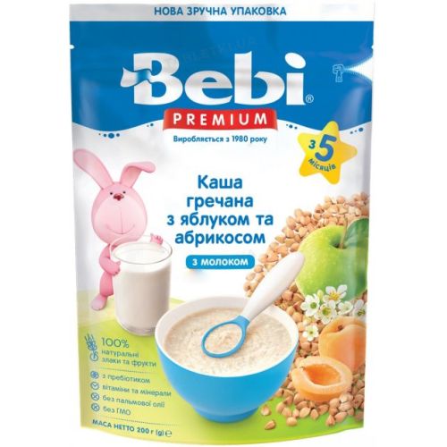 Каша молочна Bebi Premium каша гречка, курага, яблуко з 5 місяців 200 г ціна - фото №1 Каша молочна Bebi Premium каша гречка, курага, яблуко з 5 місяців 200 г ціна