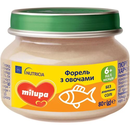 Пюре Milupa овощно-рыбное Форель с овощами с 6 месяцев 80 г в интернет-аптеке - фото №1 Пюре Milupa овощно-рыбное Форель с овощами с 6 месяцев 80 г в интернет-аптеке