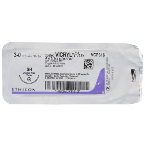 Викрил 3-0 фиолетовая (1/2 круга) колючая игла 26 мм 75 см VCP316H в интернет-аптеке - фото №1 Викрил 3-0 фиолетовая (1/2 круга) колючая игла 26 мм 75 см VCP316H в интернет-аптеке