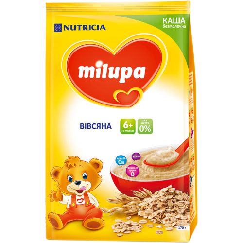 Каша Milupa безмолочная овсяная, с 6 месяцев, 170 г в Украине - фото №1 Каша Milupa безмолочная овсяная, с 6 месяцев, 170 г в Украине