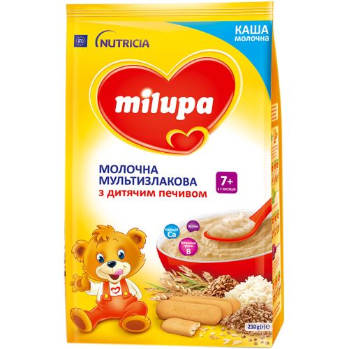 Каша Milupa молочная мультизлаковая с детским печеньем, с 7 месяцев, 210 г заказать - фото №1 Каша Milupa молочная мультизлаковая с детским печеньем, с 7 месяцев, 210 г заказать