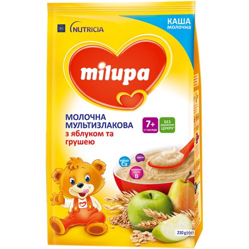 Каша Milupa молочная мультизлаковая с яблоком и грушей, с 7 месяцев, 210 г цена - фото №1 Каша Milupa молочная мультизлаковая с яблоком и грушей, с 7 месяцев, 210 г цена