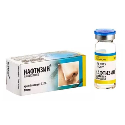 Нафтизин 0,1% капли назальные 10 мл (стекло) в Украине - фото №1 Нафтизин 0,1% капли назальные 10 мл (стекло) в Украине