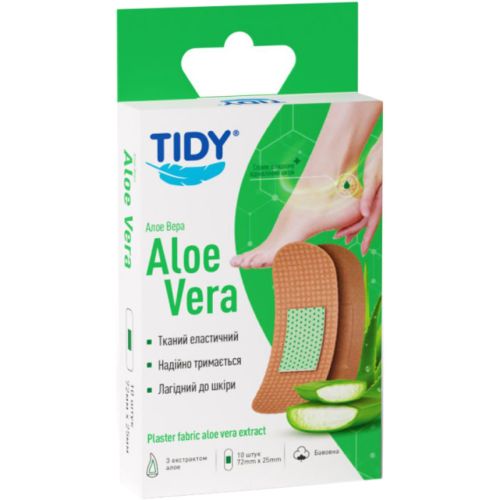 Пластырь медицинский Tidy Алоэ Вера бактерицидный на тканевой основе, 72 мм x 25 мм №10 в интернет-аптеке - фото №1 Пластырь медицинский Tidy Алоэ Вера бактерицидный на тканевой основе, 72 мм x 25 мм №10 в интернет-аптеке