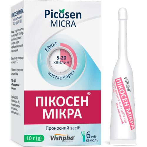 Пікосен Мікра гель ректалий 0,12 г/10 г мікроклізма туба-канюля 10 г №6 в Україні - фото №1 Пікосен Мікра гель ректалий 0,12 г/10 г мікроклізма туба-канюля 10 г №6 в Україні