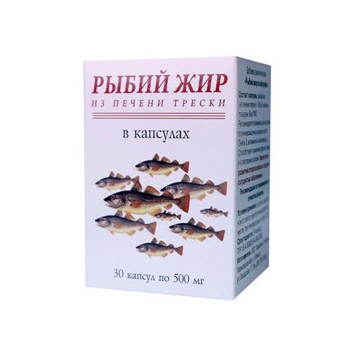 Риб'ячий жир (з печінки тріски) 0,5 г капсули №30 ціна - фото №1 Риб'ячий жир (з печінки тріски) 0,5 г капсули №30 ціна