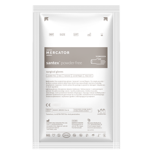Перчатки хирургические латексные Mercator Medical Santex неприпудренные р.8 №1 недорого - фото №1 Перчатки хирургические латексные Mercator Medical Santex неприпудренные р.8 №1 недорого