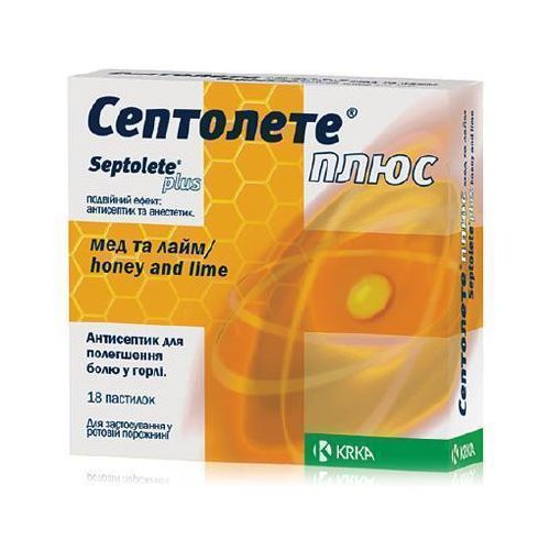 Септолете Плюс мед і лайм пастилки №18 в аптеці - фото №1 Септолете Плюс мед і лайм пастилки №18 в аптеці