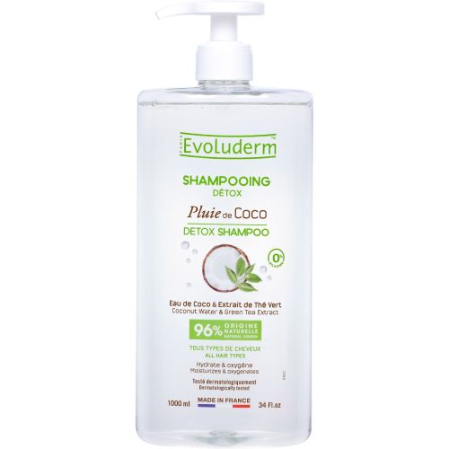 Шампунь Evoluderm (Эволюдерм) для всех типов волос детокс с водой кокоса 1000 мл ADD - фото №1 Шампунь Evoluderm (Эволюдерм) для всех типов волос детокс с водой кокоса 1000 мл ADD