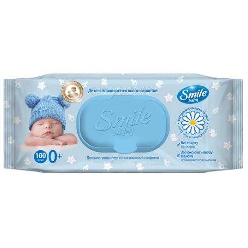 Серветки вологі Smile Baby "Екстракт ромашки і алое з вітамінним комплексом" №100 з клапаном в інтернет-аптеці - фото №1 Серветки вологі Smile Baby "Екстракт ромашки і алое з вітамінним комплексом" №100 з клапаном в інтернет-аптеці
