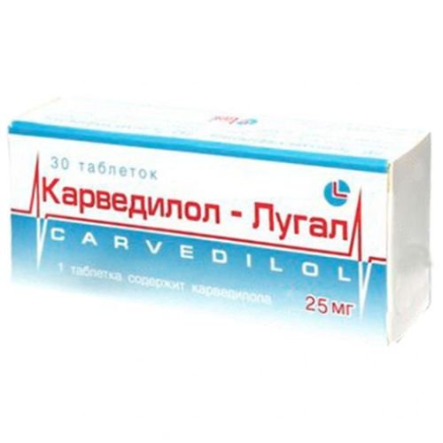 Карведилол-Лугал 25 мг таблетки №30 в Україні - фото №1 Карведилол-Лугал 25 мг таблетки №30 в Україні