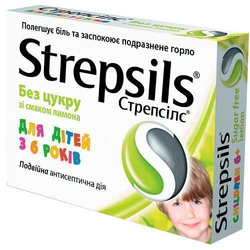 Стрепсілс для дітей без цукру зі смаком лимону №24 замовити - фото №1 Стрепсілс для дітей без цукру зі смаком лимону №24 замовити