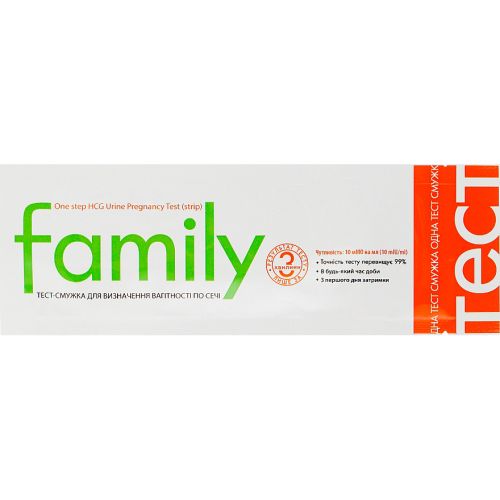 Тест-смужка Family для визначення вагітності, 1 шт. в інтернет-аптеці - фото №1 Тест-смужка Family для визначення вагітності, 1 шт. в інтернет-аптеці