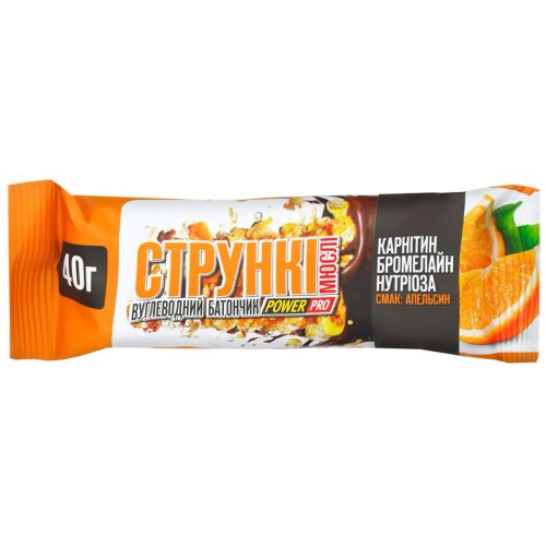 Батончик углеводный Power Pro Стройные мюсли со вкусом апельсина, 40 г заказать - фото №1 Батончик углеводный Power Pro Стройные мюсли со вкусом апельсина, 40 г заказать