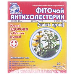 Фиточай Антихолестерин (чистая кровь) по 1.5 г фильтр-пакет №20 в городе Харьков : цены, характеристики. 