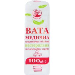 Вата медицинская нестерильная зигзагообразная лента 100 г в городе Винница : цены, характеристики. 