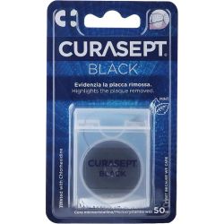 Зубна нитка Curasept Floss чорна вощена з хлоргексидином, 50 м в місті Кривий Ріг : ціни, характеристика. 