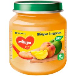 Пюре Milupa Яблоко персик, с 6 месяцев, 125 г в городе Харьков : цены, характеристики. 