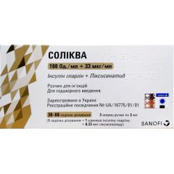 Соликва 100 ЕД/мл + 33 мкг/мл раствор для инъекций картридж №3 фото