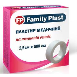 Пластир медичний Family Plast на нетканій основі 2,5 см х 500 см в місті Львів : ціни, характеристика. 