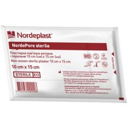 Пов’язка пластирна NordePlast неткана стерильна 10 см x 15 см в місті Харків : ціни, характеристика. 